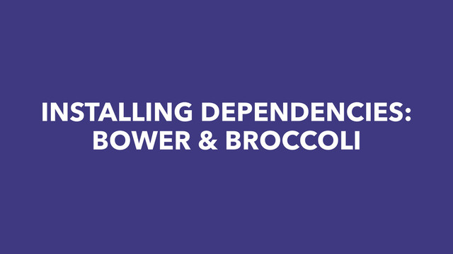 INSTALLING DEPENDENCIES:
BOWER & BROCCOLI
