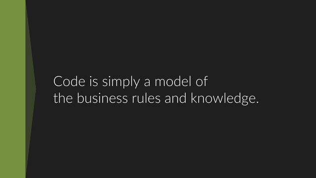 Code is simply a model of
the business rules and knowledge.
