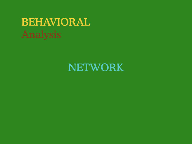BEHAVIORAL
Analysis
NETWORK
