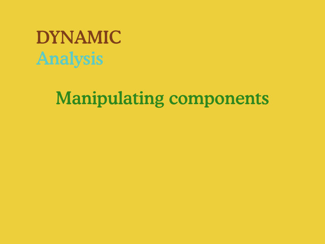 DYNAMIC
Analysis
Manipulating components
