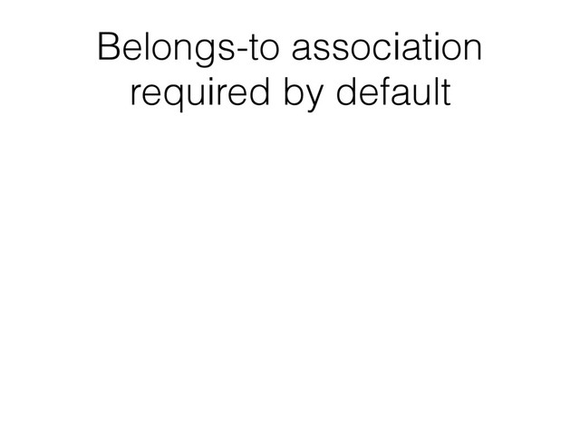 Belongs-to association
required by default
