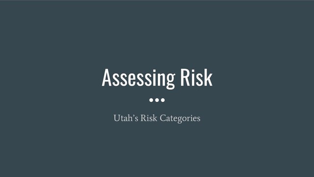 Assessing Risk
Utah’s Risk Categories
