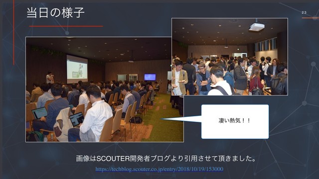 2 3
౰೔ͷ༷ࢠ
https://techblog.scouter.co.jp/entry/2018/10/19/153000
ը૾͸SCOUTER։ൃऀϒϩάΑΓҾ༻ͤͯ͞௖͖·ͨ͠ɻ
ੌ͍೤ؾʂʂ
