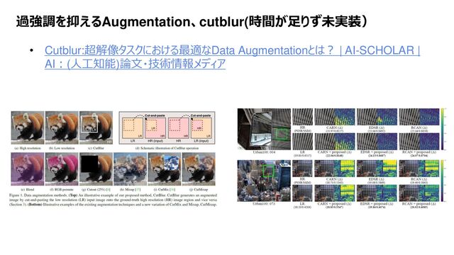 Platform Technology Division Copyright 2020 Sony Semiconductor Solutions Corporation
DATE
4/xx
過強調を抑えるAugmentation、cutblur(時間が足りず未実装）
• Cutblur:超解像タスクにおける最適なData Augmentationとは？ | AI-SCHOLAR |
AI：(人工知能)論文・技術情報メディア
