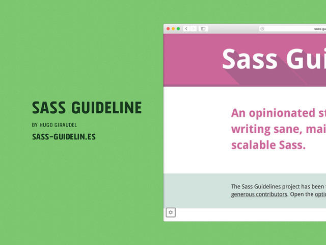 Sass Guideline
by Hugo Giraudel
sass-guidelin.es
