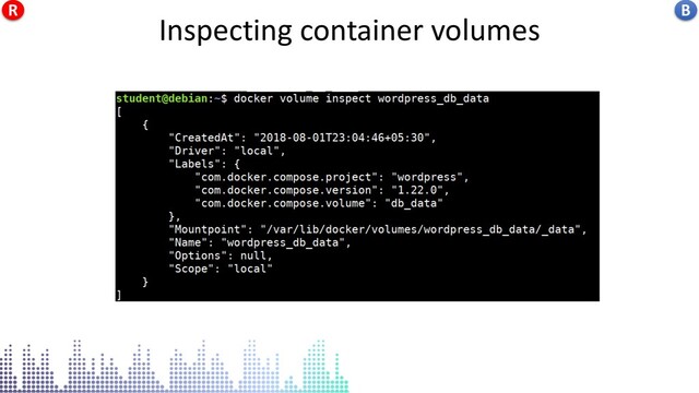 Inspecting container volumes
Inspecting container volumes B
R
