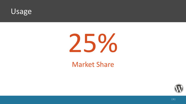 Usage
25%
Market Share
[ 3 ]
