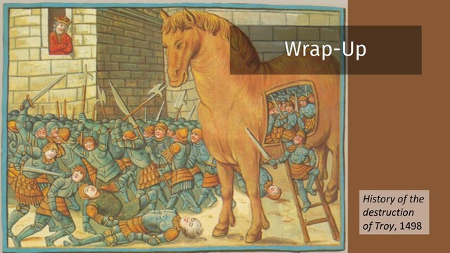 History of the
destruction
of Troy, 1498
Wrap-Up
