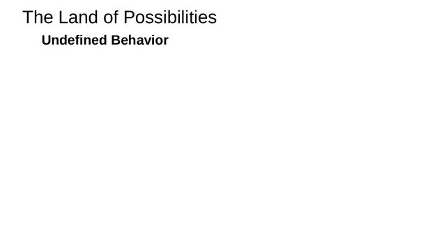 Undefined Behavior
The Land of Possibilities
