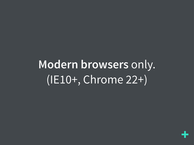 +
Modern browsers only.
(IE10+, Chrome 22+)
