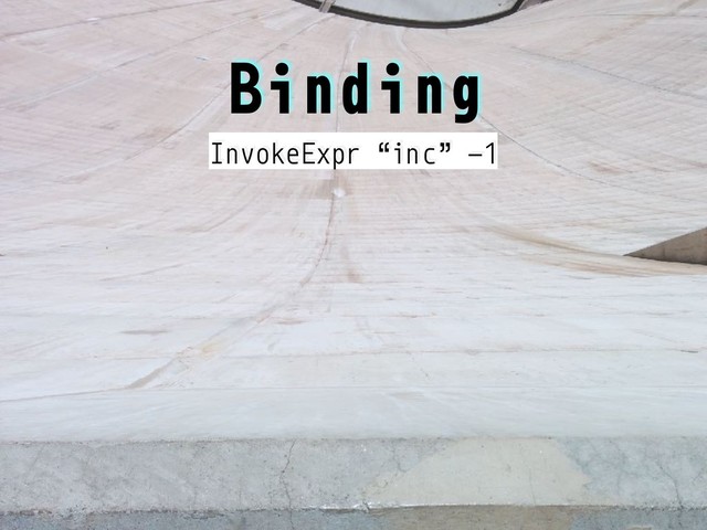 Binding
InvokeExpr “inc” -1
