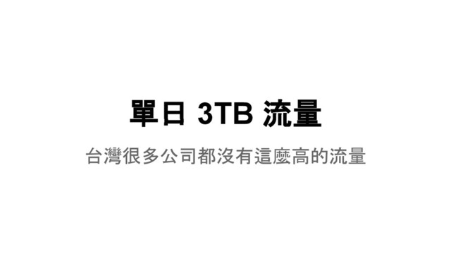 單日 3TB 流量
台灣很多公司都沒有這麼高的流量
