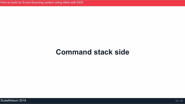 Command stack side
How to build an Event­Sourcing system using Akka with EKS
ScalaMatsuri 2019 10 / 75
