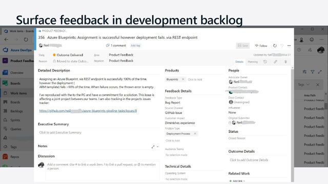Surface feedback in development backlog
