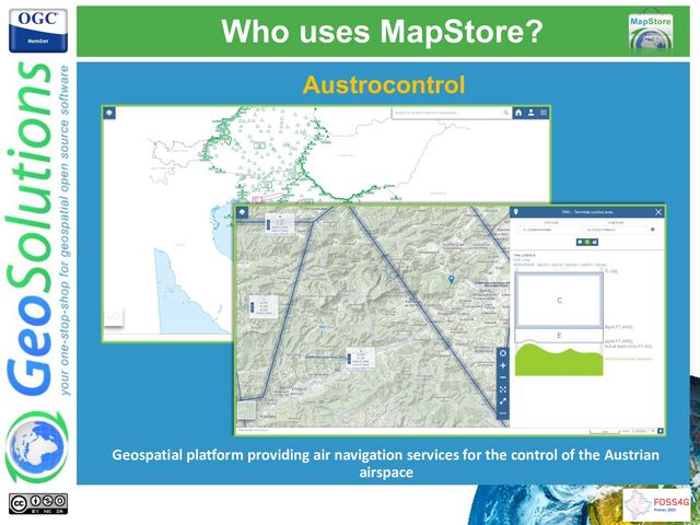 Who uses MapStore?
Austrocontrol
Geospatial platform providing air navigation services for the control of the Austrian
airspace
