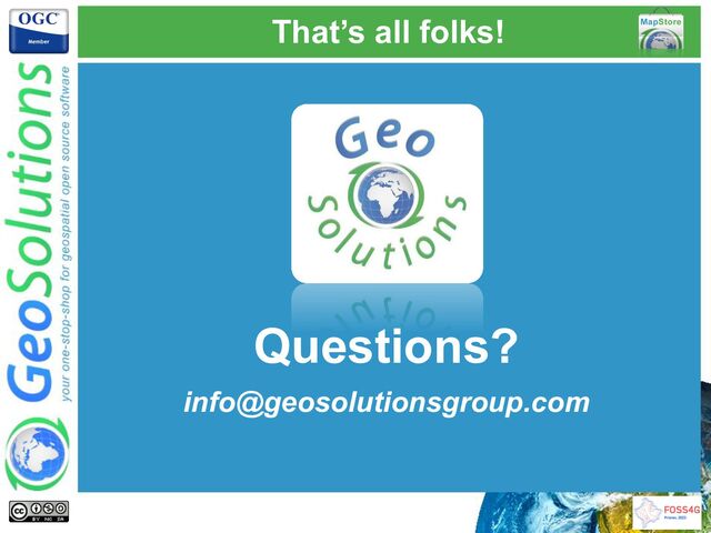That’s all folks!
Questions?
info@geosolutionsgroup.com
