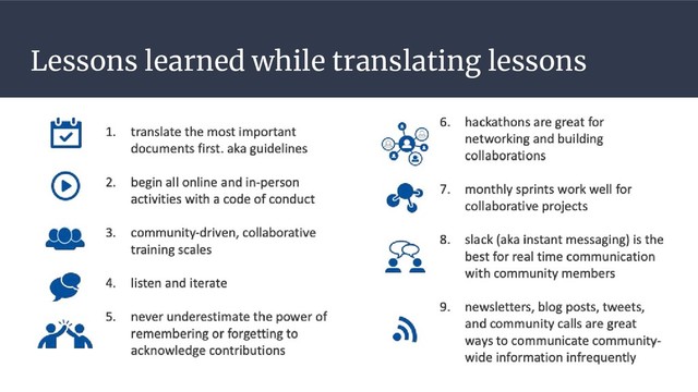 Lessons learned while translating lessons
