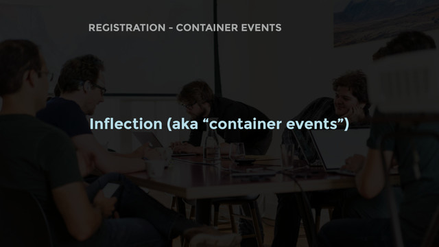 REGISTRATION - CONTAINER EVENTS
Inflection (aka “container events”)
