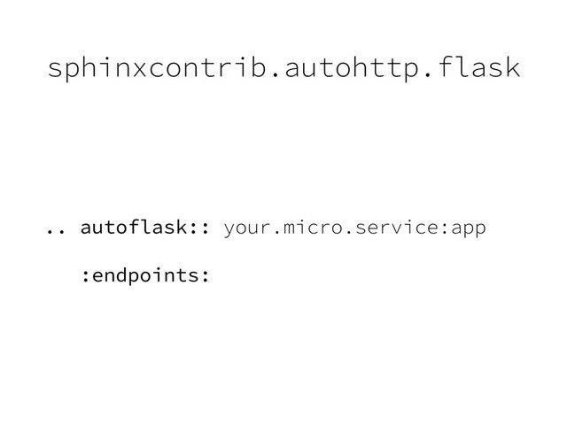 sphinxcontrib.autohttp.flask
.. autoflask:: your.micro.service:app
:endpoints:
