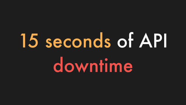 15 seconds of API
downtime
