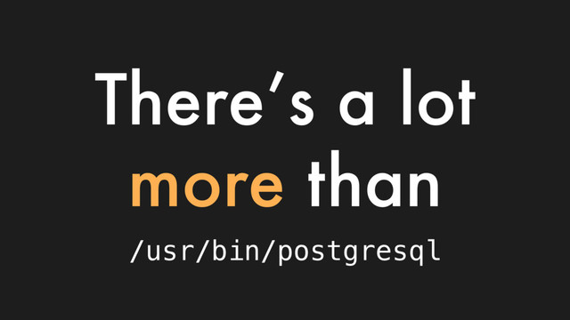 There’s a lot
more than
/usr/bin/postgresql
