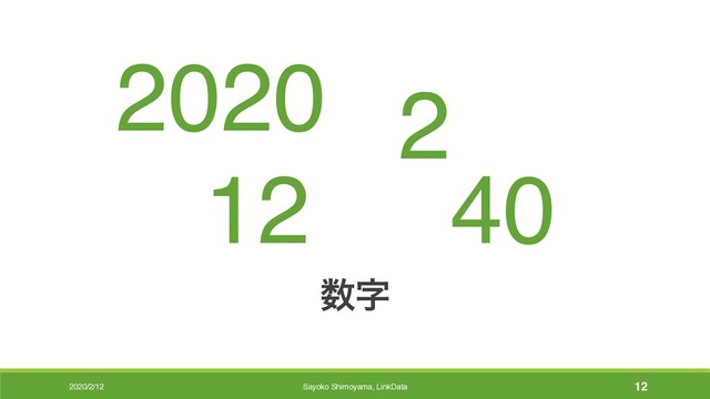 2020/2/12
਺ࣈ
40
Sayoko Shimoyama, LinkData 12
2020 2
12
