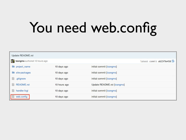 You need web.conﬁg

