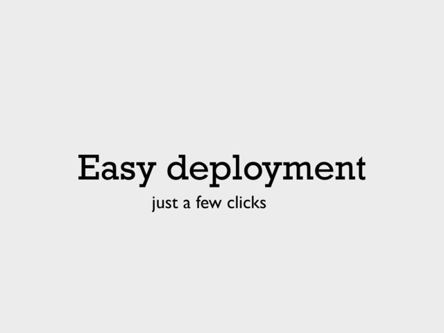 Easy deployment
just a few clicks
