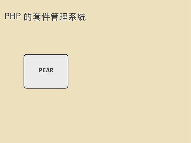 PHP 的套件管理系統
PEAR
