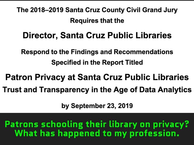 Patrons schooling their library on privacy?
What has happened to my profession.
