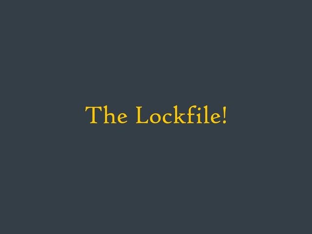 The Lockfile!
