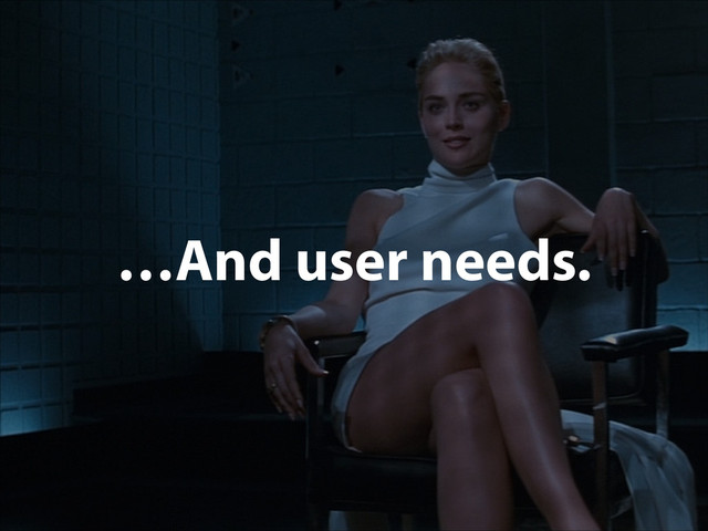 …And user needs.
