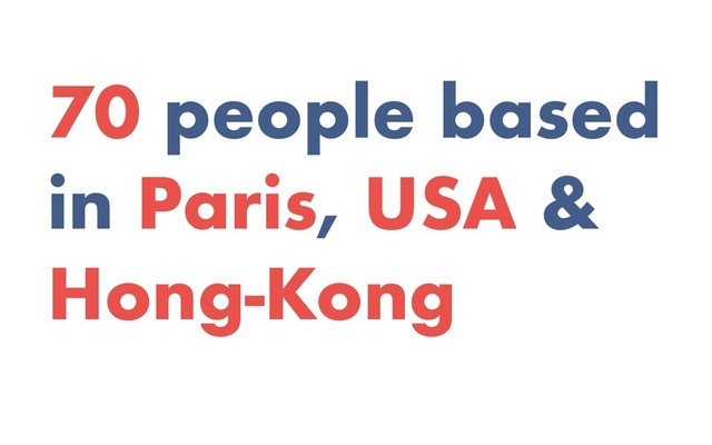 70 people based
in Paris, USA &
Hong-Kong
