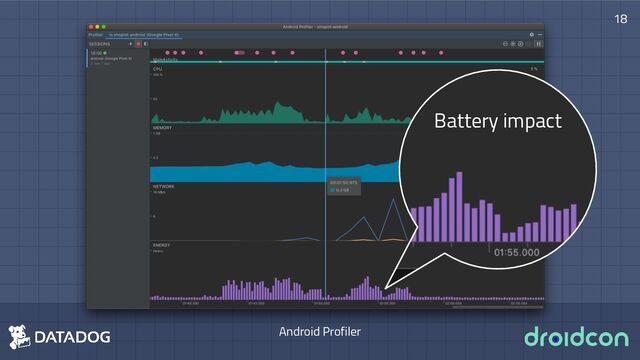 18
Android Profiler
Battery impact
