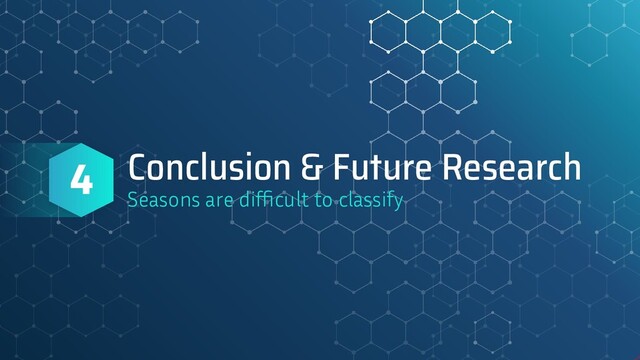 Conclusion & Future Research
Seasons are diﬃcult to classify
4
