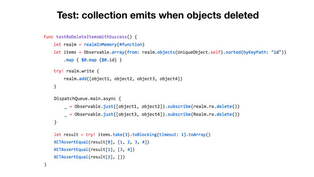 Test: collection emits when objects deleted
