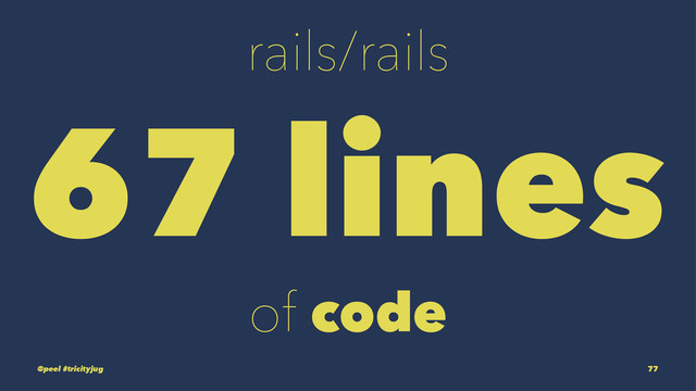 rails/rails
67 lines
of code
@peel #tricityjug 77
