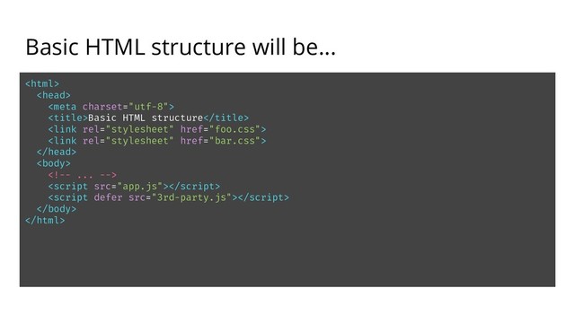 Basic HTML structure will be...



Basic HTML structure









