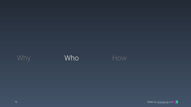 Slides by richargh.de and
13
Why How
Who
