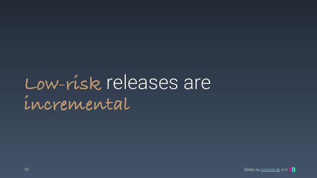 Slides by richargh.de and
Low-risk releases are
incremental
10

