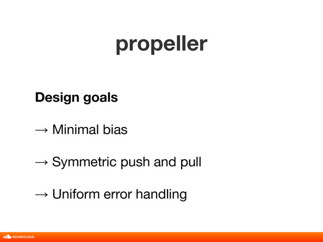 propeller
title, date, 01 of 10
Design goals
→ Minimal bias
→ Symmetric push and pull
→ Uniform error handling
