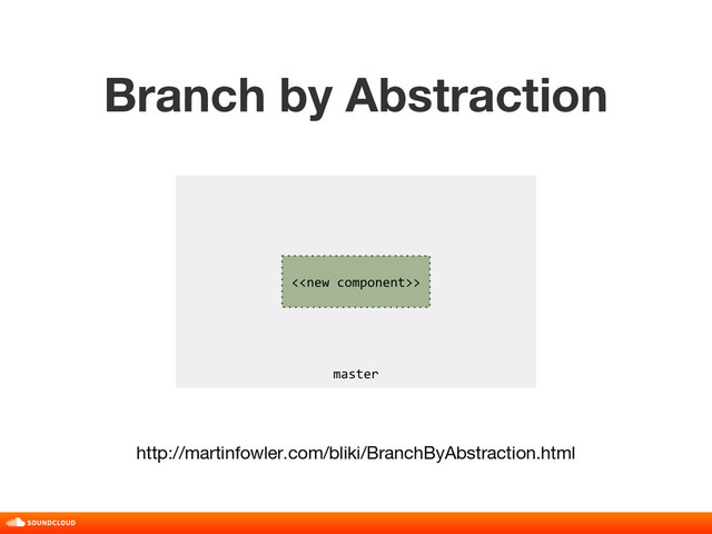 master
Branch by Abstraction
title, date, 01 of 10
http://martinfowler.com/bliki/BranchByAbstraction.html
<>
