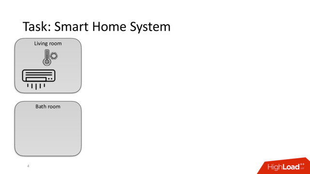 Bath room
Living room
Task: Smart Home System
4
