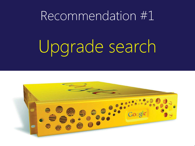 Recommendation #1
Upgrade search
