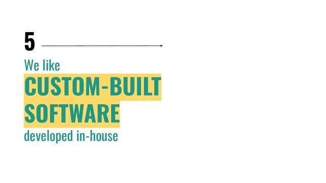 5
We like
CUSTOM-BUILT
SOFTWARE
developed in-house
