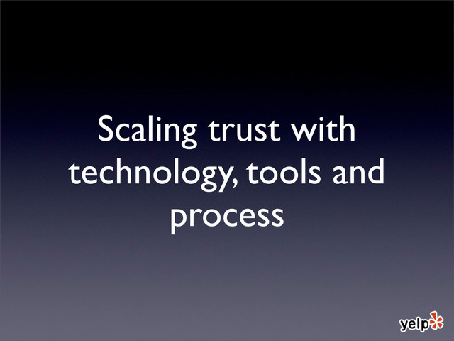 Scaling trust with
technology, tools and
process
