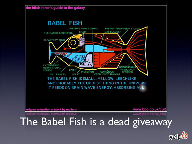 The Babel Fish is a dead giveaway
