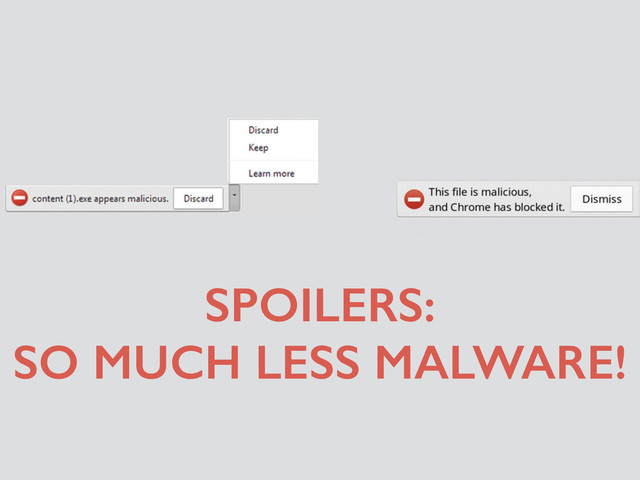 SPOILERS:
SO MUCH LESS MALWARE!
