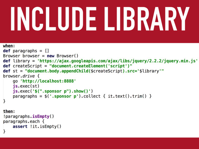 INCLUDE LIBRARY
