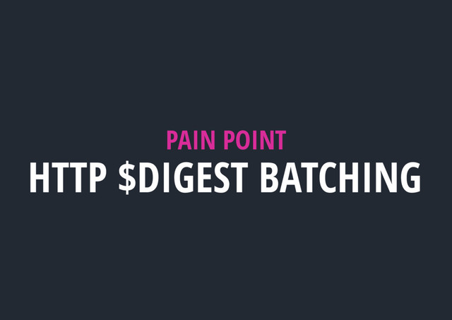 PAIN POINT
HTTP $DIGEST BATCHING
